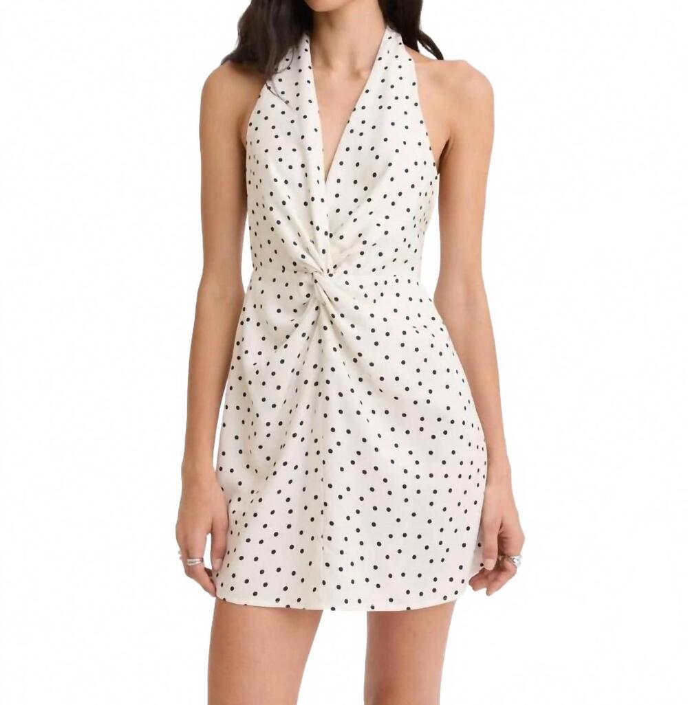 NEW MATTHEW BRUCH twist deep v mini dress in cream with black polka dot